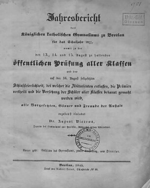 2. Abth.: Beiträge zur Geschichte des Gymnasiums