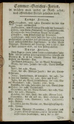 Cammer-Gerichts-Ferien,[...]