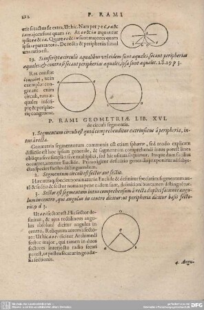 P. Rami Geometriae Lib. XVI. de circuli segmentis.