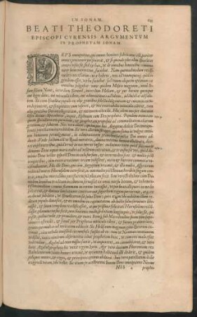 Beati Theodoreti Episcopi Cyrensis Argumentum In Prophetam Ionam.
