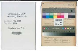 Entnazifizierung Fritz Monheimius , geb. 05.11.1899 (Kaufmann)