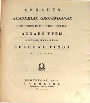 Annales Academiae Groninganae. 1824/25