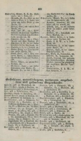 Gestohlene, unterschlagene, verlorene, angehaltene und gefundene Gegenstände