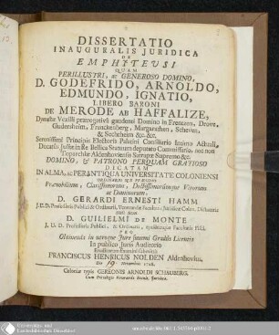 Dissertatio Inauguralis Juridica De Emphyteusi