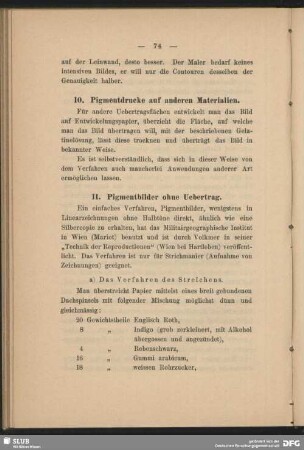 11. Pigmentbilder ohne Uebertrag