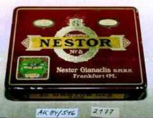 Blechdose für 20 Stück "Cigarettes NESTOR No. 5 Nestor Gianaclis G.M.B.H."