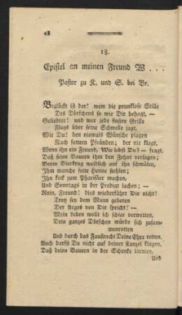 18. Epistel an meinen Freund W...