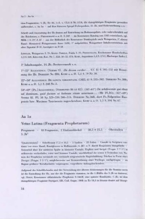 Aa 1a. Vetus Latina (Fragmenta Prophetarum)