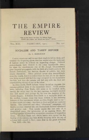 Socialism and Tariff Reform.