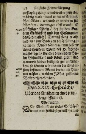 Das XXIX. Gespräche/ Uber das Anschauen eines trunkenen Manns.