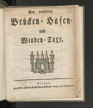 Neu revidirte Brücken- Hafen- und Winden-Taxe
