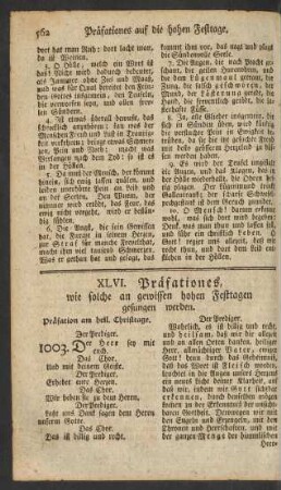 XLVI. Präfationes, wie solche an gewissen hohen Festtagen gesungen werden.