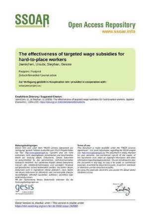 The effectiveness of targeted wage subsidies for hard-to-place workers