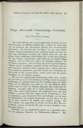Einige interessante Schmetterlings -Varietäten.