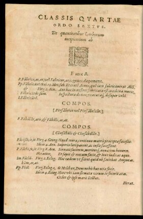 Classis Quartae Ordo Sextus ... F