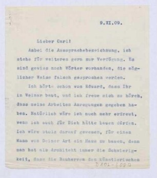Schreiben an Karl Scheidemantel (Brief)