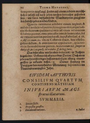 Eiusdem Authoris Consilium Quartum Continens Materiam Iniuriarum Magistratui illatarum.
