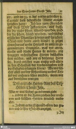 [Propositio] Das geistliche Hirten-Amt des Ertz-Hirten Christi Jesu
