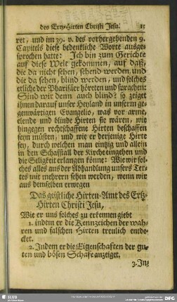 [Propositio] Das geistliche Hirten-Amt des Ertz-Hirten Christi Jesu