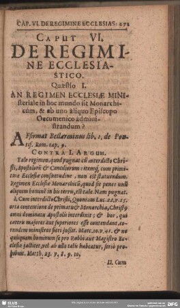 Caput VI. De Regimine Ecclesiastico