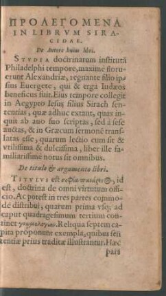 Prolegomena In Librum Siracidae.