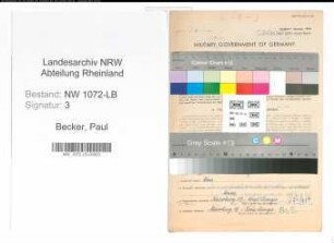 Entnazifizierung Paul Becker , geb. 11.07.1896 (Lehrer)