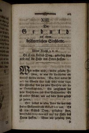 XIII. Die Geduld auf einem beschwerlichen Siechbette.