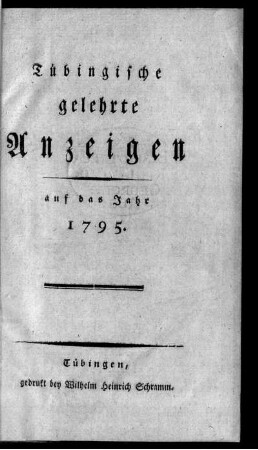 1795: Tübingische gelehrte Anzeigen