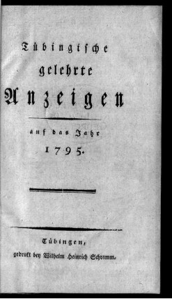 1795: Tübingische gelehrte Anzeigen