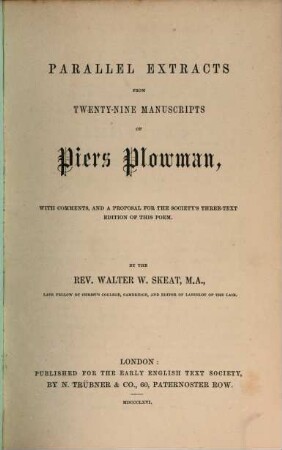 Parallel extracts from twenty-nine manuscripts of Piers Plowman