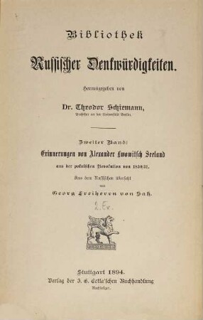 Erinnerungen von Alexander Lwowitsch Seeland aus der polnischen Revolution von 1830/31
