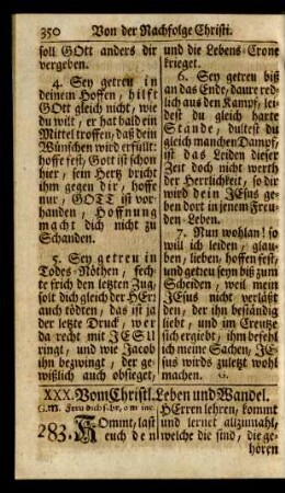 XXX. Vom Christl. Leben und Wandel