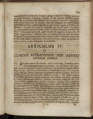 Articulus IV. De Luminis Refractione Per Lentes Diversæ Figuræ.