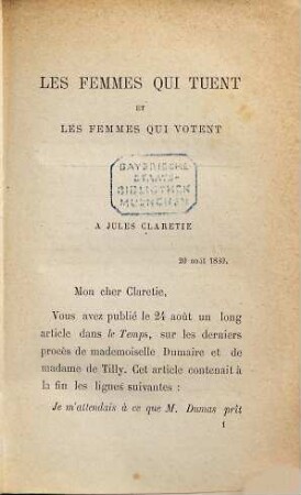 Les femmes qui tuent et les femmes qui votent