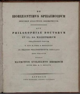 De horizontibus sphaeroidum specimen analytico-geometricum