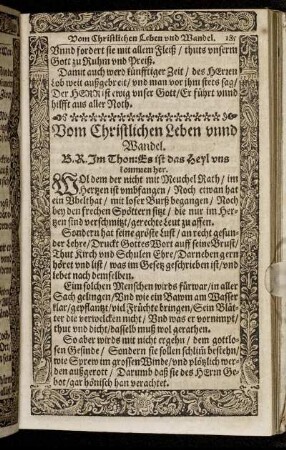 Vom Christlichen Leben unnd Wandel.