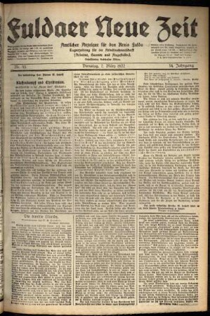 Ausgabe vom Dienstag, den 07. März 1922.