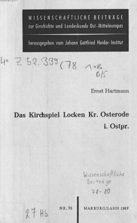 Das Kirchspiel Locken : Kr. Osterode i. Ostpr.