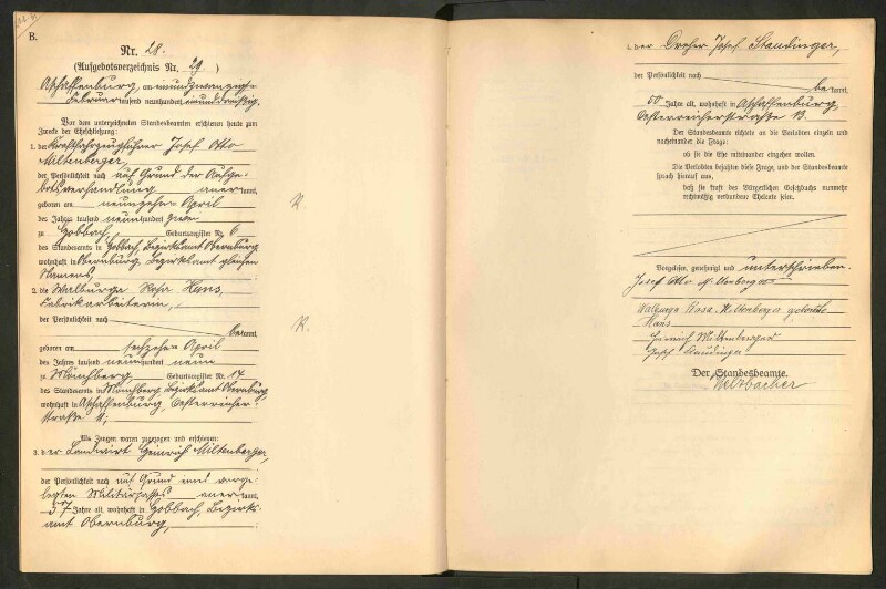 Standesamtsbuch der Stadt Aschaffenburg: Eheschließungen 252/1930 - 130/1931
