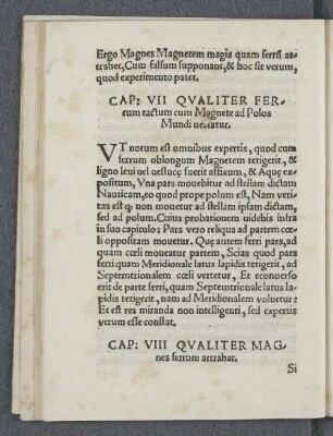 Cap: VIII Qvaliter magnes ferrum attrahar.