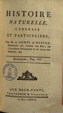 Histoire naturelle, générale et particulière, [2,]7. Quadrupèdes