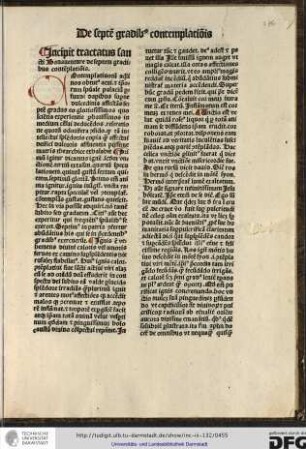 Incipit tractatus sancti Bonaventure de septem gradibus contemplationis.