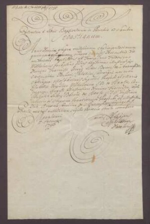 Taufzeugnis des Franz Friedrich Sturmfeder von Oppenweiler.