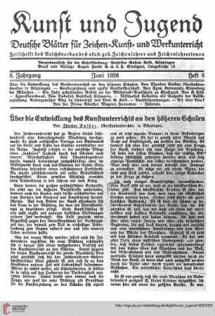N.F. 6.1926 S. 109-116: Über die Entwicklung des Kunstunterrichts an den höheren Schulen