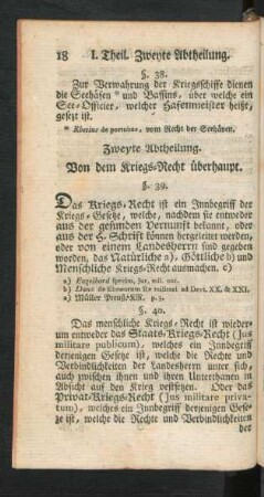 Zweyte Abtheilung. Von dem Kriegs-Recht überhaupt