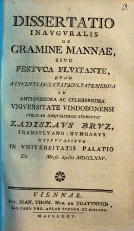 Dissertatio Inauguralis De Gramine Mannae, Sive Festuca Fluitante