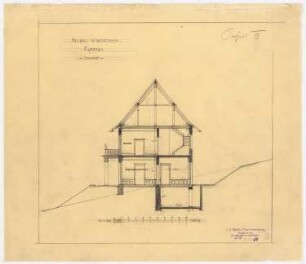 Landhaus Wolf Wertheim, Berlin-Kladow: Querschnitt 1:100, Projekt III