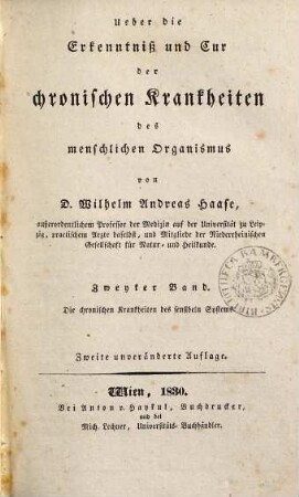 Über die Erkenntniß und Cur der chronischen Krankheiten des menschlichen Organismus, 2