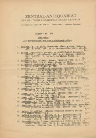 Nr. 434: Literatur der Sowjetunion und der Volksdemokratie