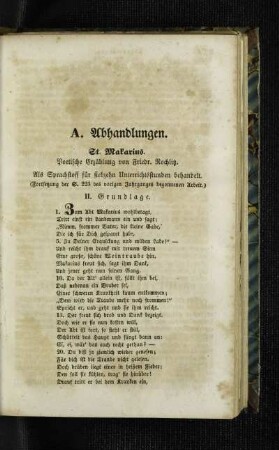St. Makarius : poetische Erzählung von Friedr. Rochlitz ; als Sprachstoff für siebzehn Unterrichtsstunden behandelt